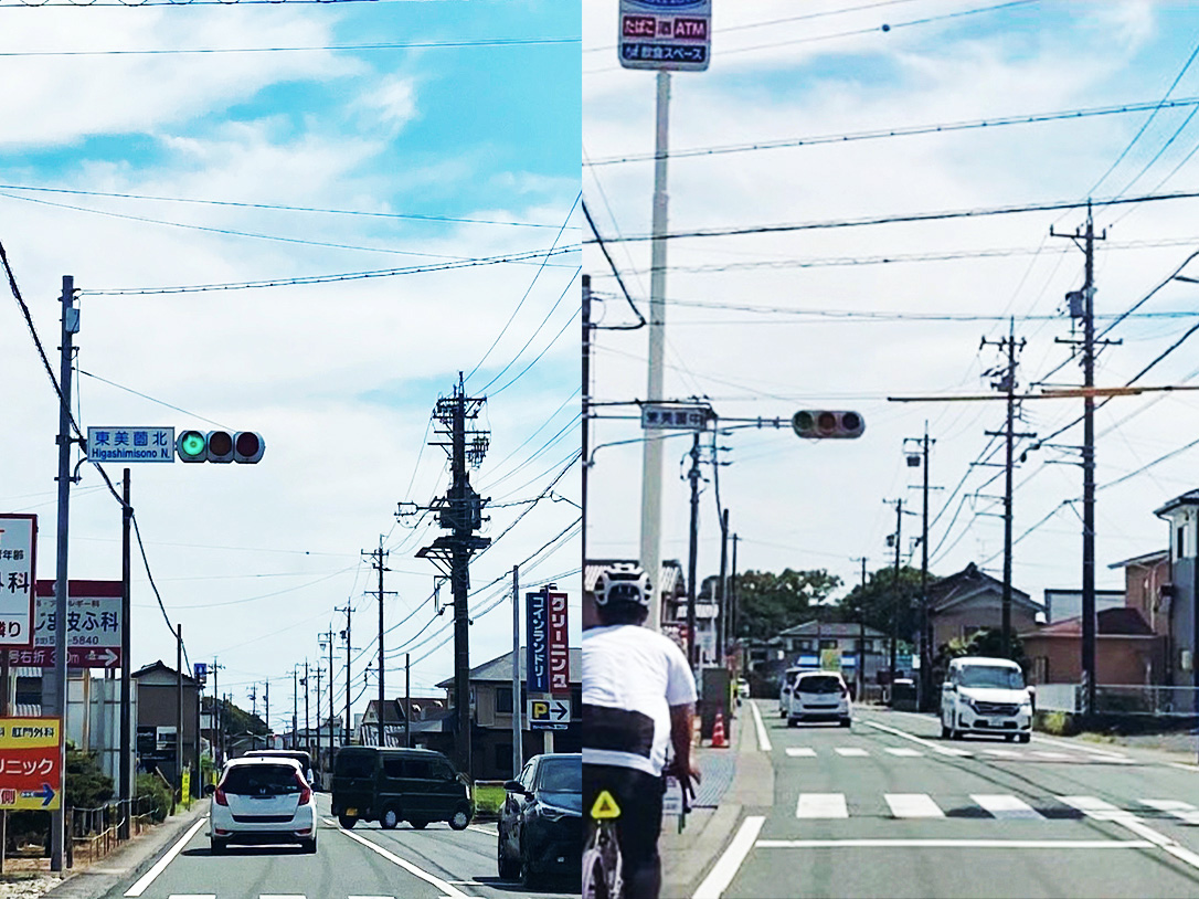 東美園北の交差点を直進し、東美園中の交差点も直進。